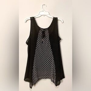NWOT Robert Louis multi-patterned sheer top with camisole, Size: Large
